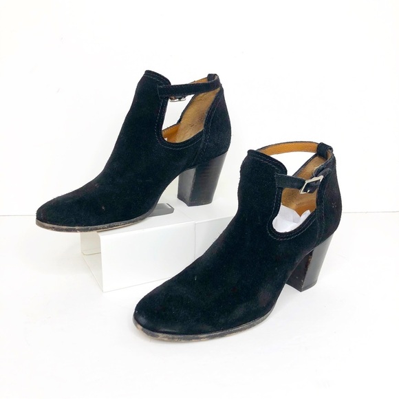 Frye Black suede, Meghan cut out ankle booties - Picture 1 of 11